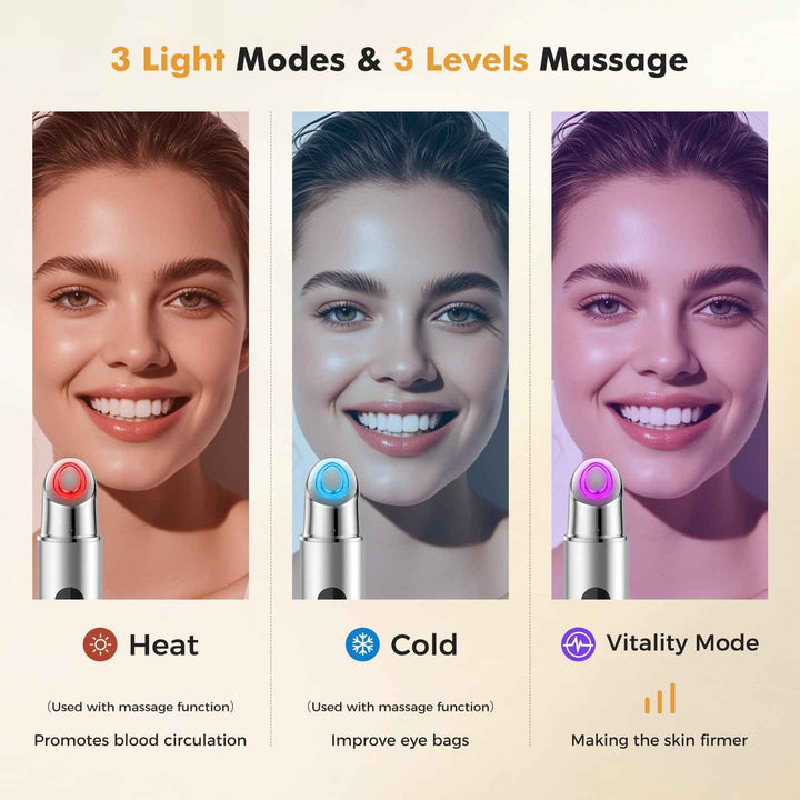 4 in 1 Eye Depuffing Massager Beauty Wand with Cold and Heat Facial Therapy