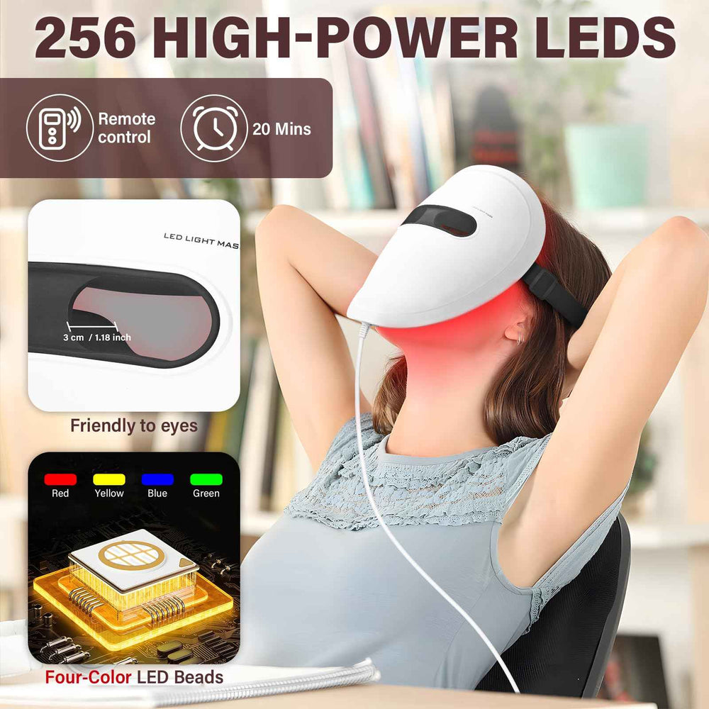 LED light therapy for skin at home using a 7-color red light face mask with infrared