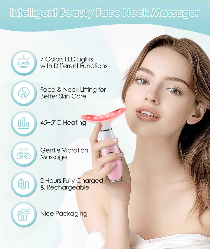 7-Color Neck & Face Beauty Massager for Home Skincare