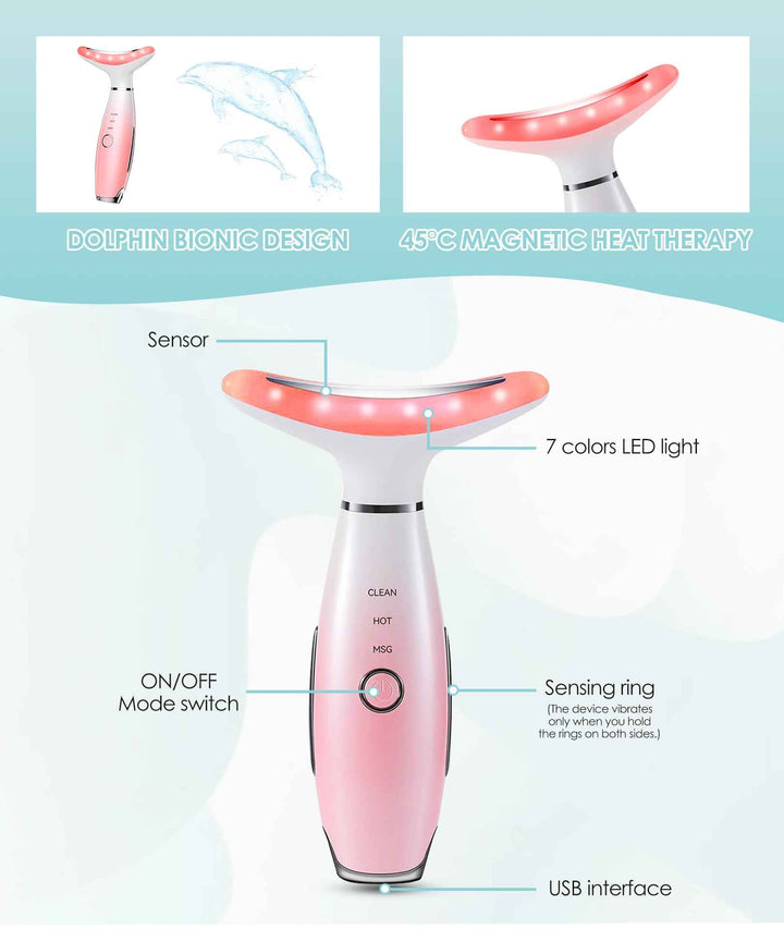 7-Color Neck & Face Beauty Massager for Home Skincare