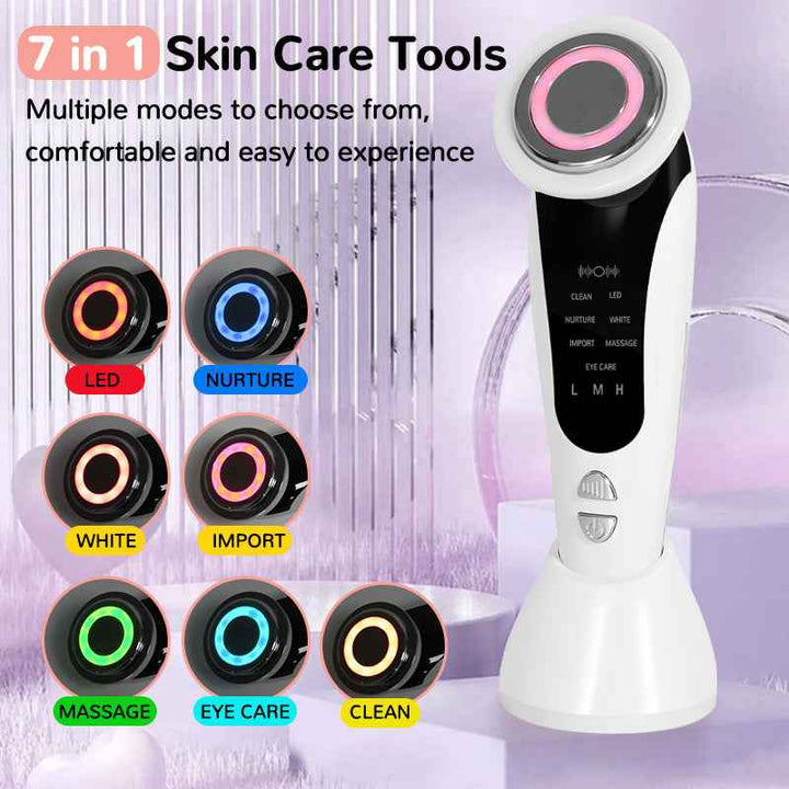 7-in-1 LED Facial Massager – Cleansing, Lifting & Skin Rejuvenation Tool