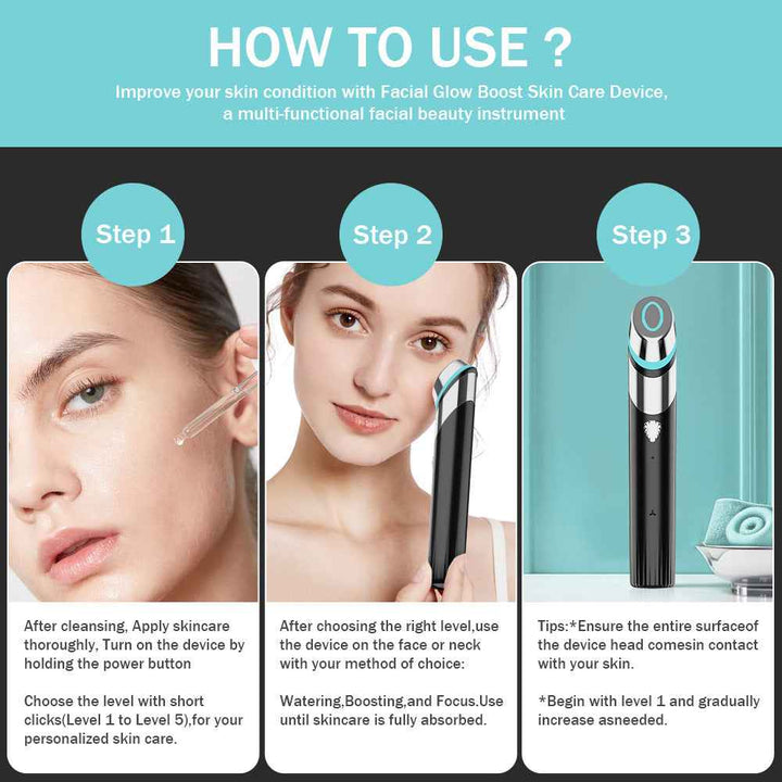 Blue Light Facial Device – EMS Microcurrent & Pore Tightening Tool