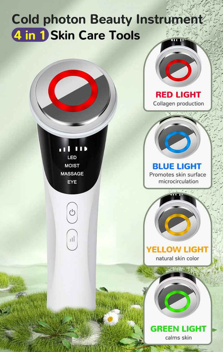 Cold Photon Beauty Instrument – 4-in-1 LED Light Therapy & Facial Cleansing Wand