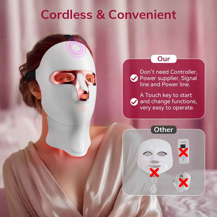 Cordless Red Light Therapy Mask for Face with USB-C Recharge