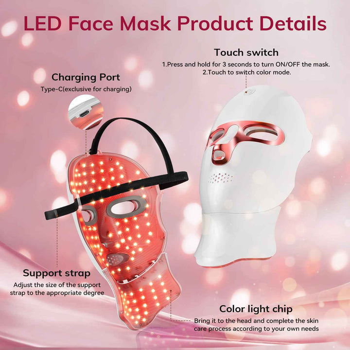 Cordless Red Light Therapy Mask for Face with USB-C Recharge