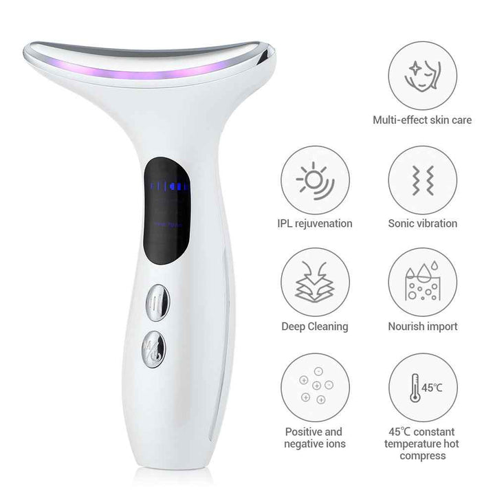 EMS Neck and Face Massager with Heat, LED and Sonic Vibration