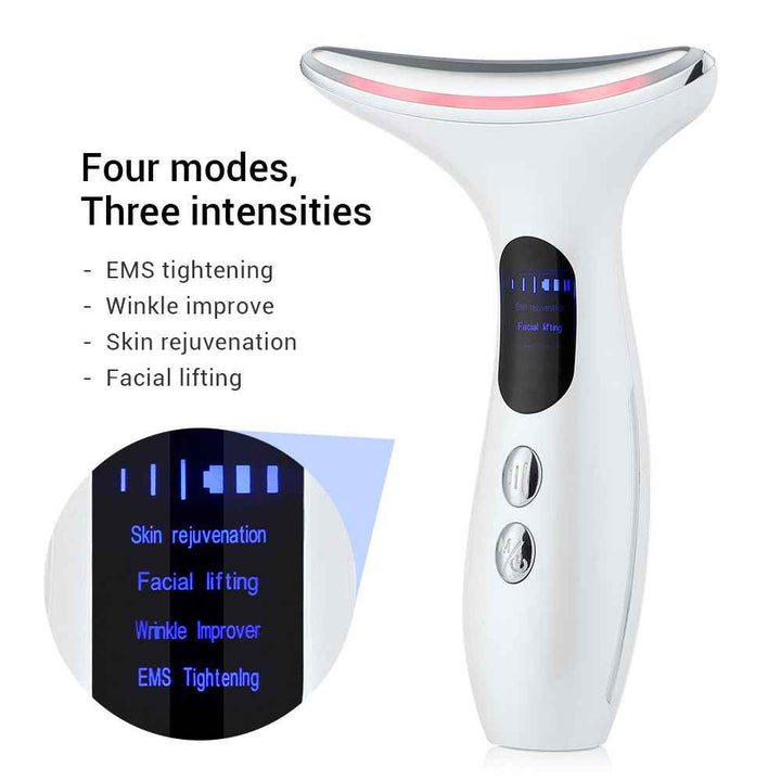 EMS Neck and Face Massager with Heat, LED and Sonic Vibration