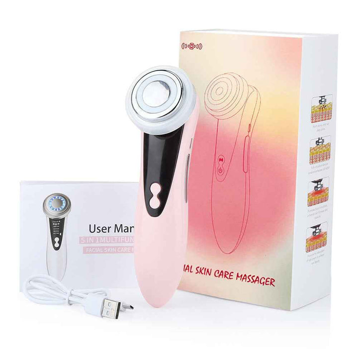 LED Facial Massager with Red Blue Light & Warm Lifting