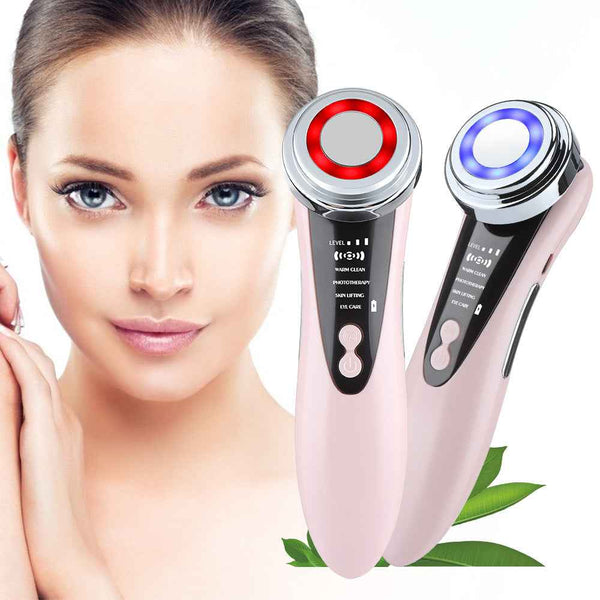 LED Facial Massager with Red Blue Light & Warm Lifting