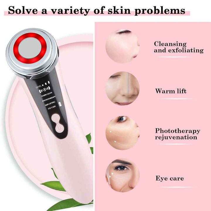 LED Facial Massager with Red Blue Light & Warm Lifting