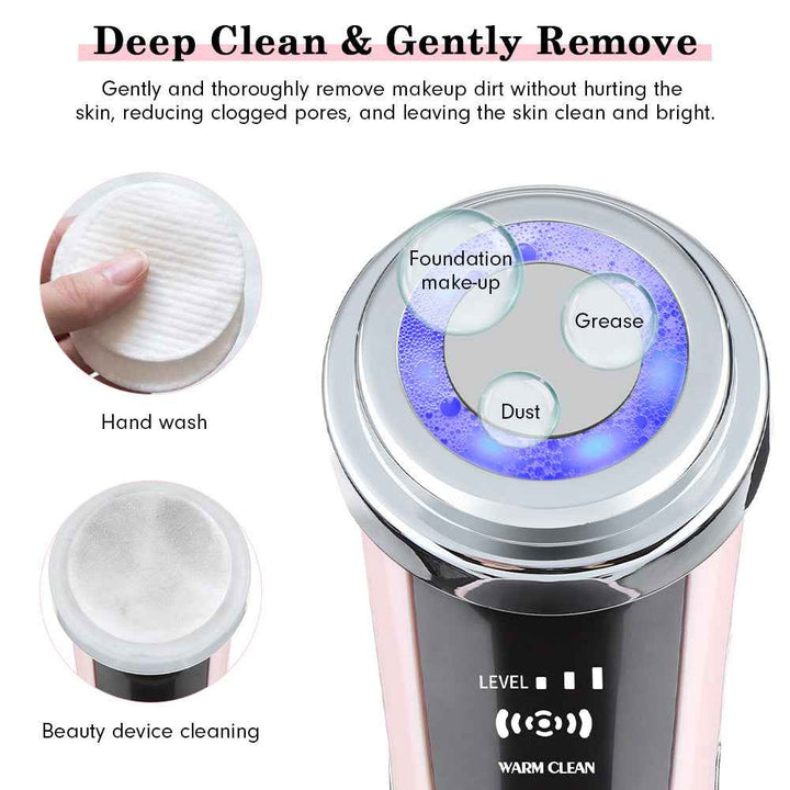 LED Facial Massager with Red Blue Light & Warm Lifting