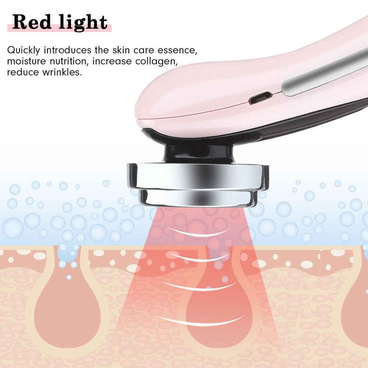 LED Facial Massager with Red Blue Light & Warm Lifting