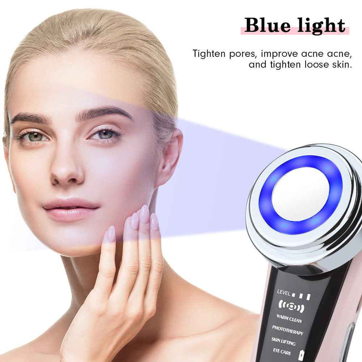 LED Facial Massager with Red Blue Light & Warm Lifting