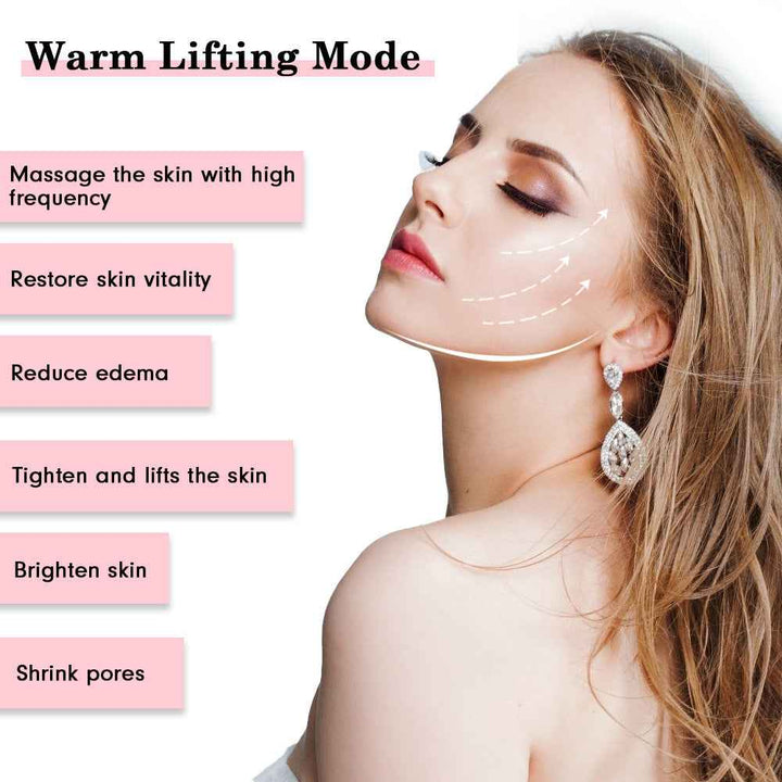LED Facial Massager with Red Blue Light & Warm Lifting