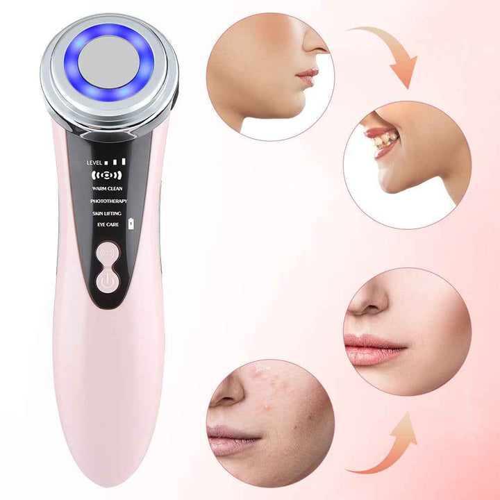 LED Facial Massager with Red Blue Light & Warm Lifting