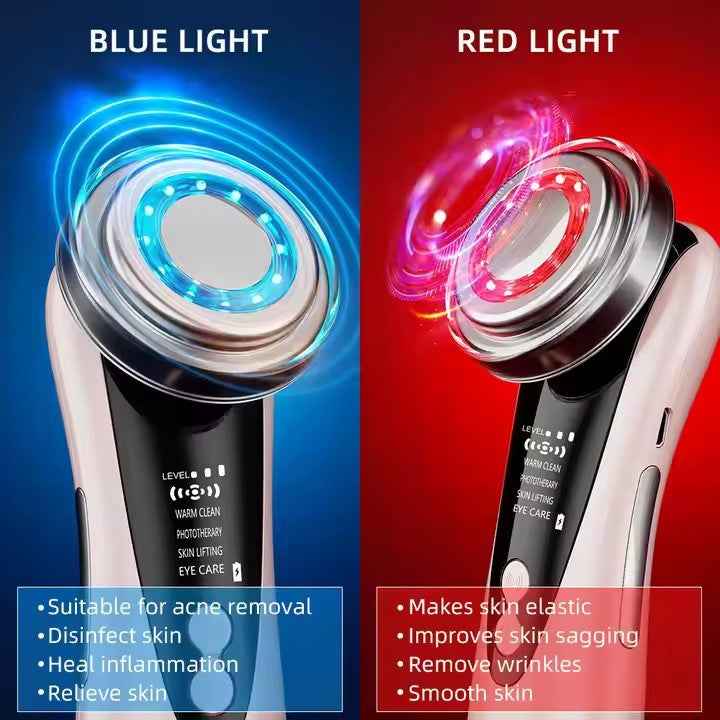 5-in-1 Red Blue Light Facial Cleansing & Firming Beauty Device