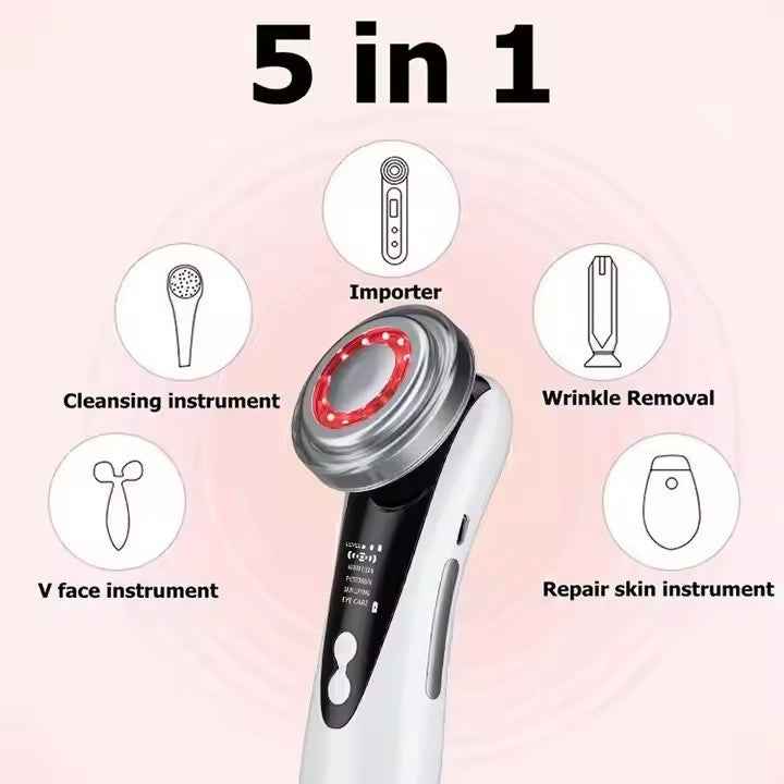 5-in-1 Red Blue Light Facial Cleansing & Firming Beauty Device