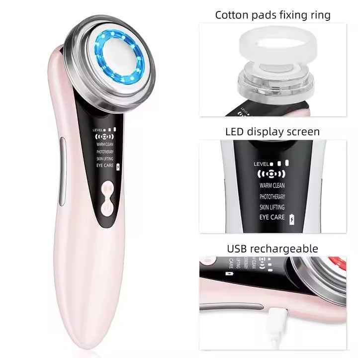 5-in-1 Red Blue Light Facial Cleansing & Firming Beauty Device
