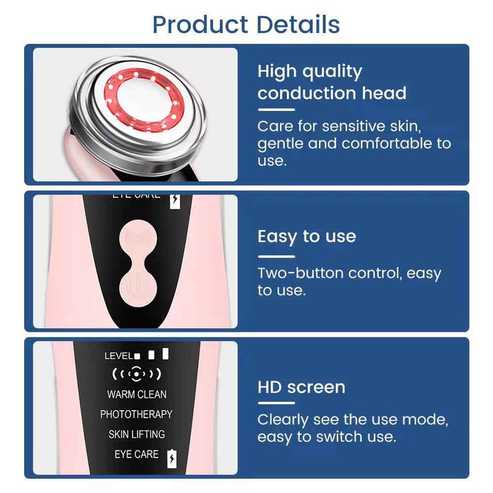 5-in-1 Red Blue Light Facial Cleansing & Firming Beauty Device