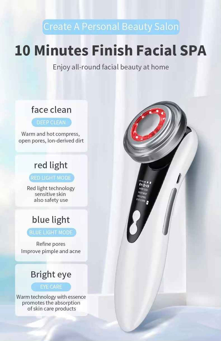 5-in-1 Red Blue Light Facial Cleansing & Firming Beauty Device