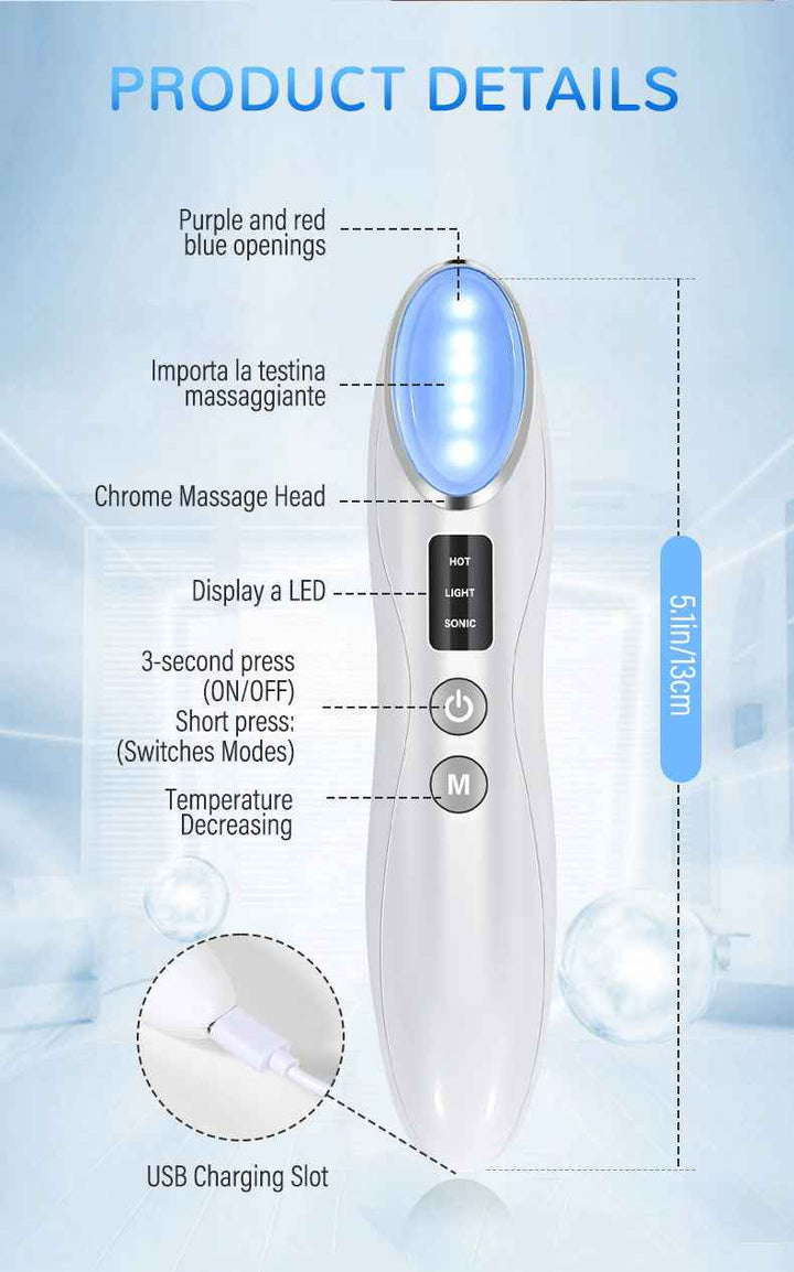 Portable Eye Beauty Device – LED Light, Heat & Vibration Therapy