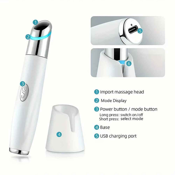 Portable Eye Massager with LED Light, Vibration & Warm Therapy