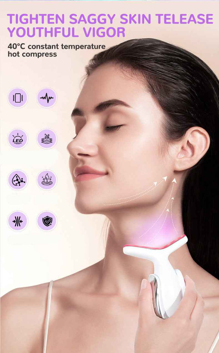 Portable Neck & Face Beauty Device – Heating & Vibration Massager