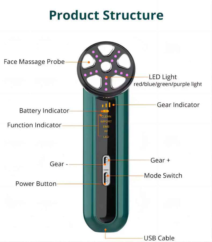 RF Microcurrent Facial Massager – EMS Lifting Beauty Device